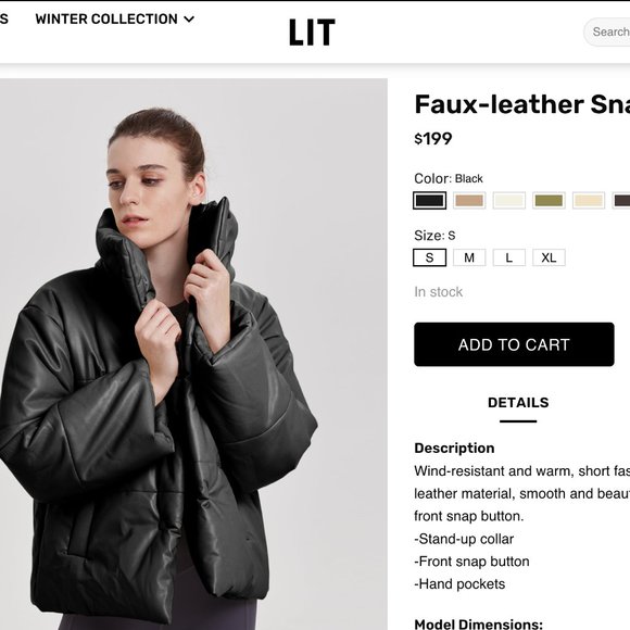 NWOT LIT Puffer Faux-leather Snap Fluffy Coat S black MSRP $199 - Picture 7 of 11